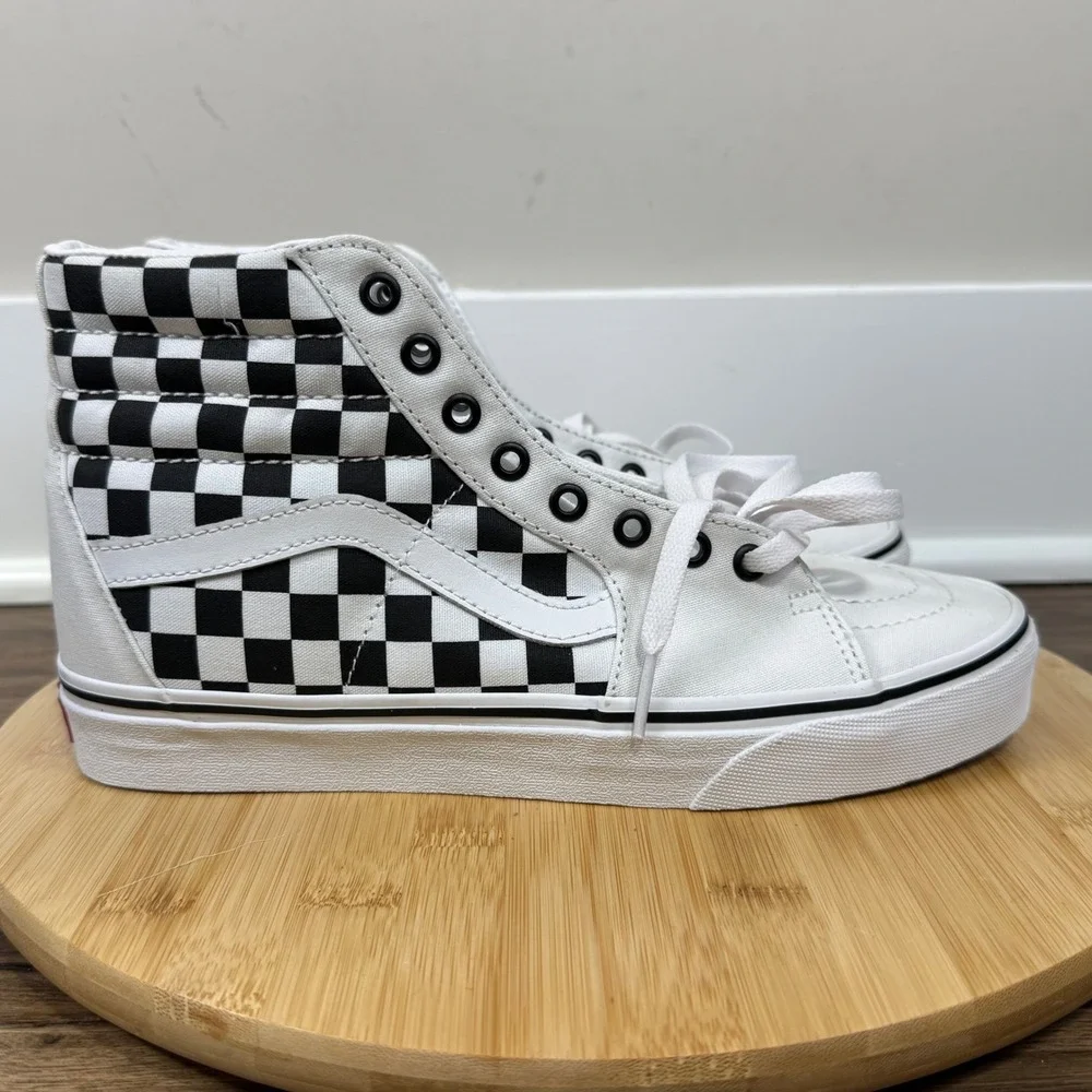 Vans Sk8-Hi Sneakers Unisex M8.5 W10 White Black Checkerboard Emo Punk Urban